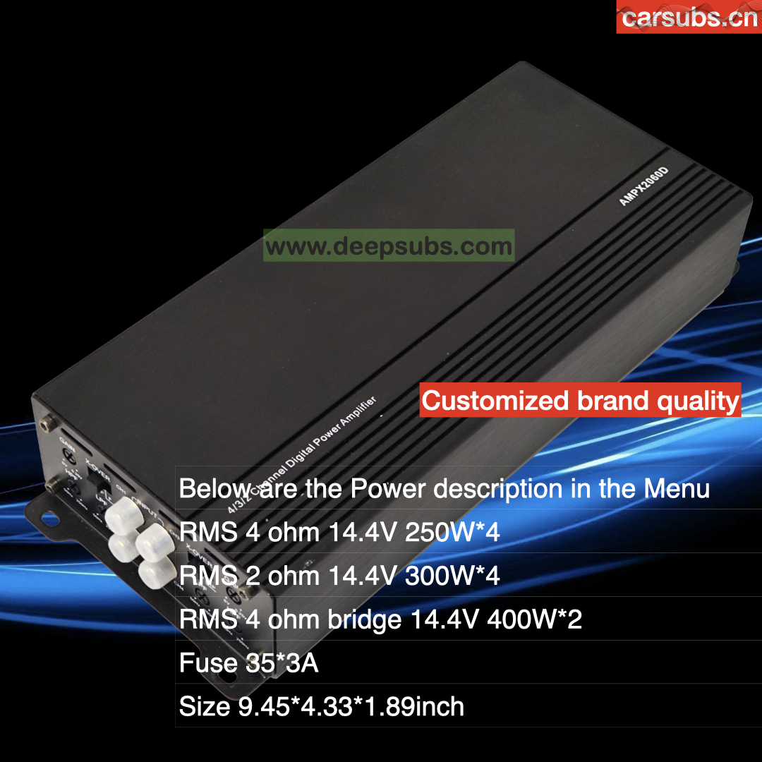 AMPX2060D Car Door Speaker Amplifier Midrange 4 Ohm 250W 4CH Peak 3000W Class D Fullrange Speaker Car Amplifier 4 Channels - Image 5