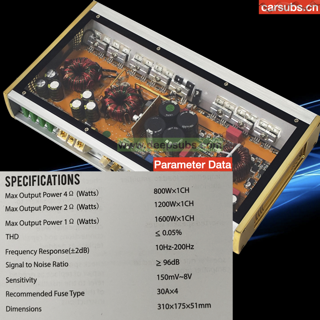 Sound Quality Car Amplifier Mono RMS 1600W Strong Bass Subwoofer Amplifier Peak 3200W Max 1ohm Class D Car Amplifier Monoblock - Image 5
