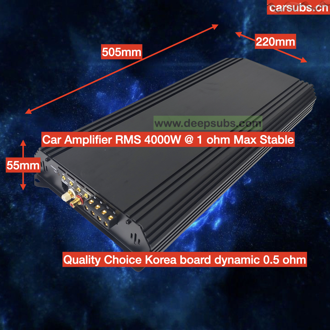 RMS 4000W Korea Board 1ohm Car Subwoofer Amplifier Class D Peak 8000W Dynamic 0.5 Ohm Strong Bass Monoblock Car Amplifier