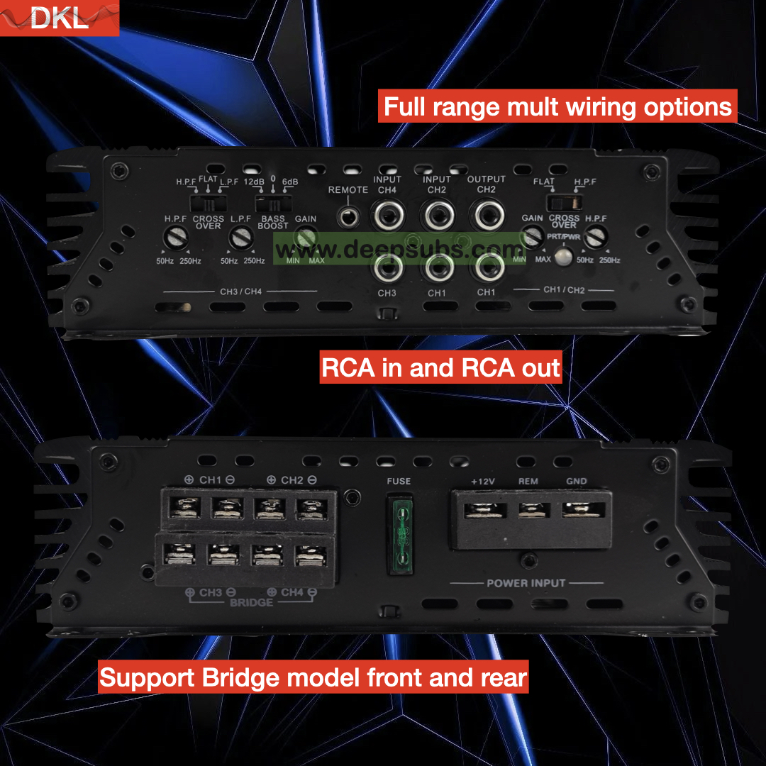 Sound Quality Customized Aluminium Heatsink Car Speaker Amplifier 4 Channels Peak 2800W Full Range Car Amplifier Class AB - Image 3