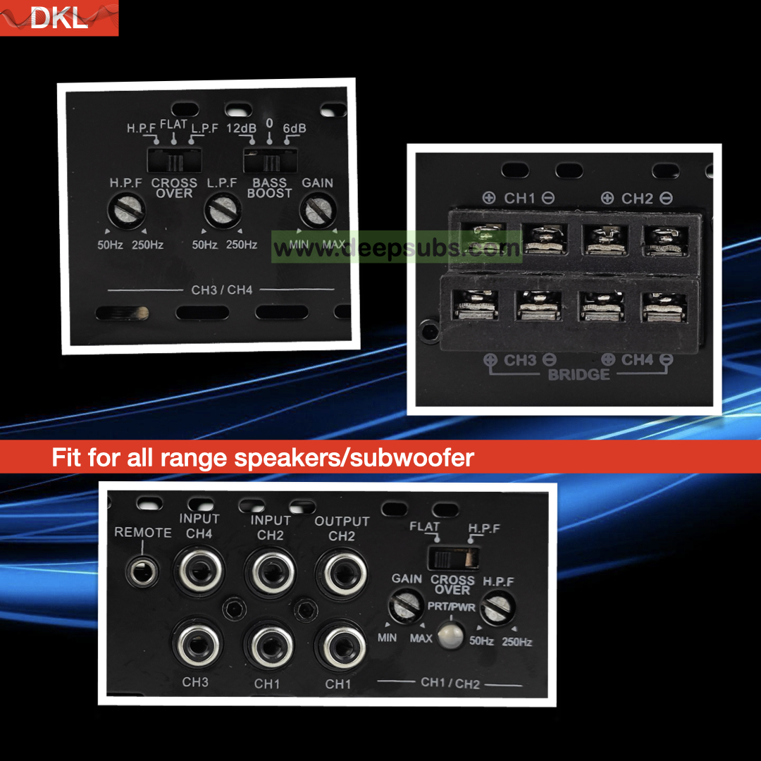 Sound Quality Customized Aluminium Heatsink Car Speaker Amplifier 4 Channels Peak 2800W Full Range Car Amplifier Class AB - Image 4