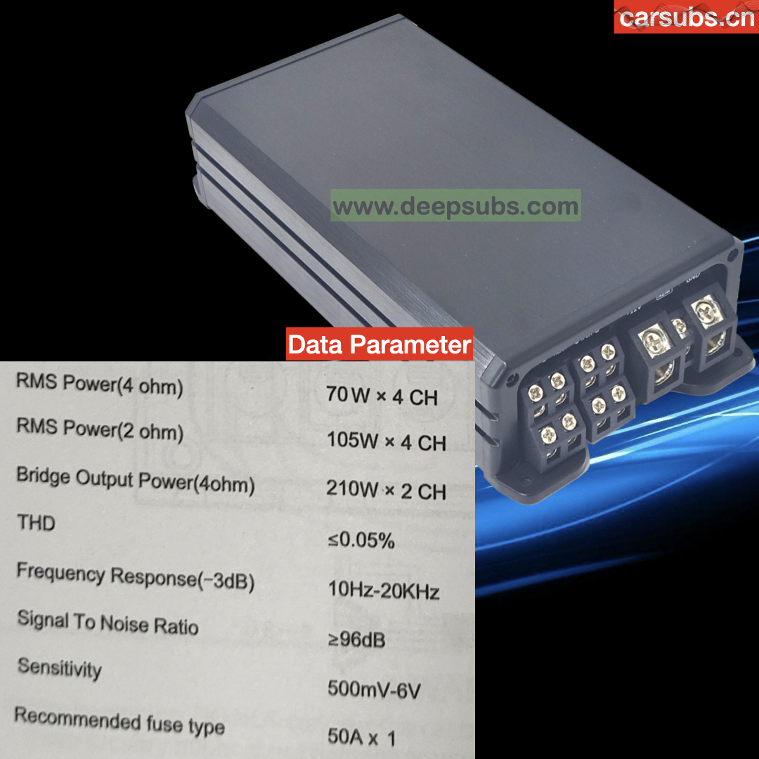 Mini Car Speakers Amplifier 4 CH RMS 70W High Level RCA Amplifier Full Range Peak 2800W Class D Car Amplifier Monoblock - Image 5