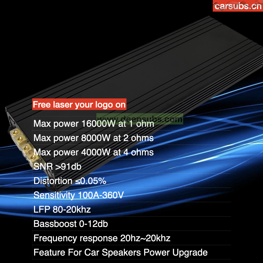 RMS 16000W 1 Ohm Brazilian Style Car Subwoofer Amplifier Full Range Strong Bass 32000W Peak Monoblock Car SPL Amplifier Class D - Image 4