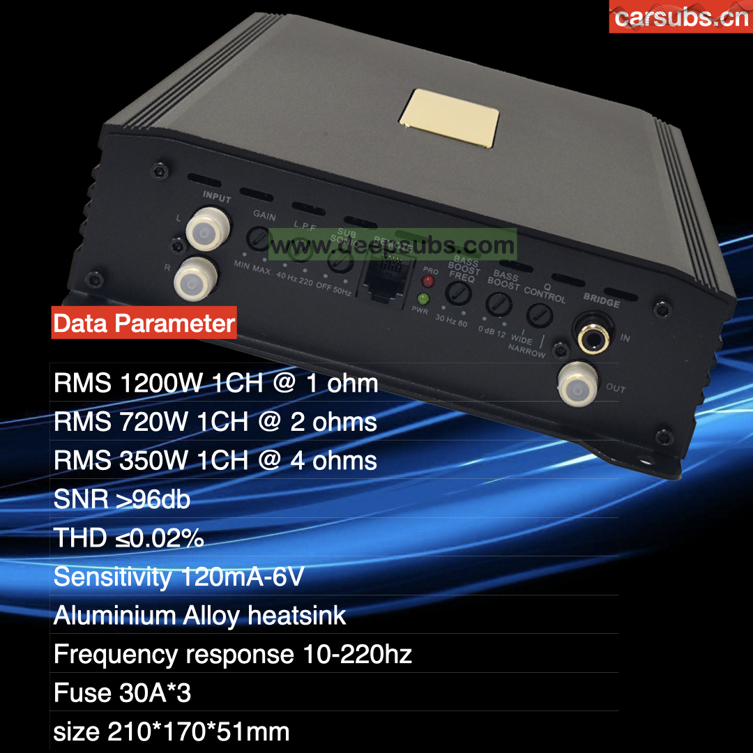 For Trunk Bus 24V Car Amplifier Mono RMS 1200W Strong Bass Amplifier Peak 2500W Max 1ohm Class D Car Amplifier Monoblock - Image 2