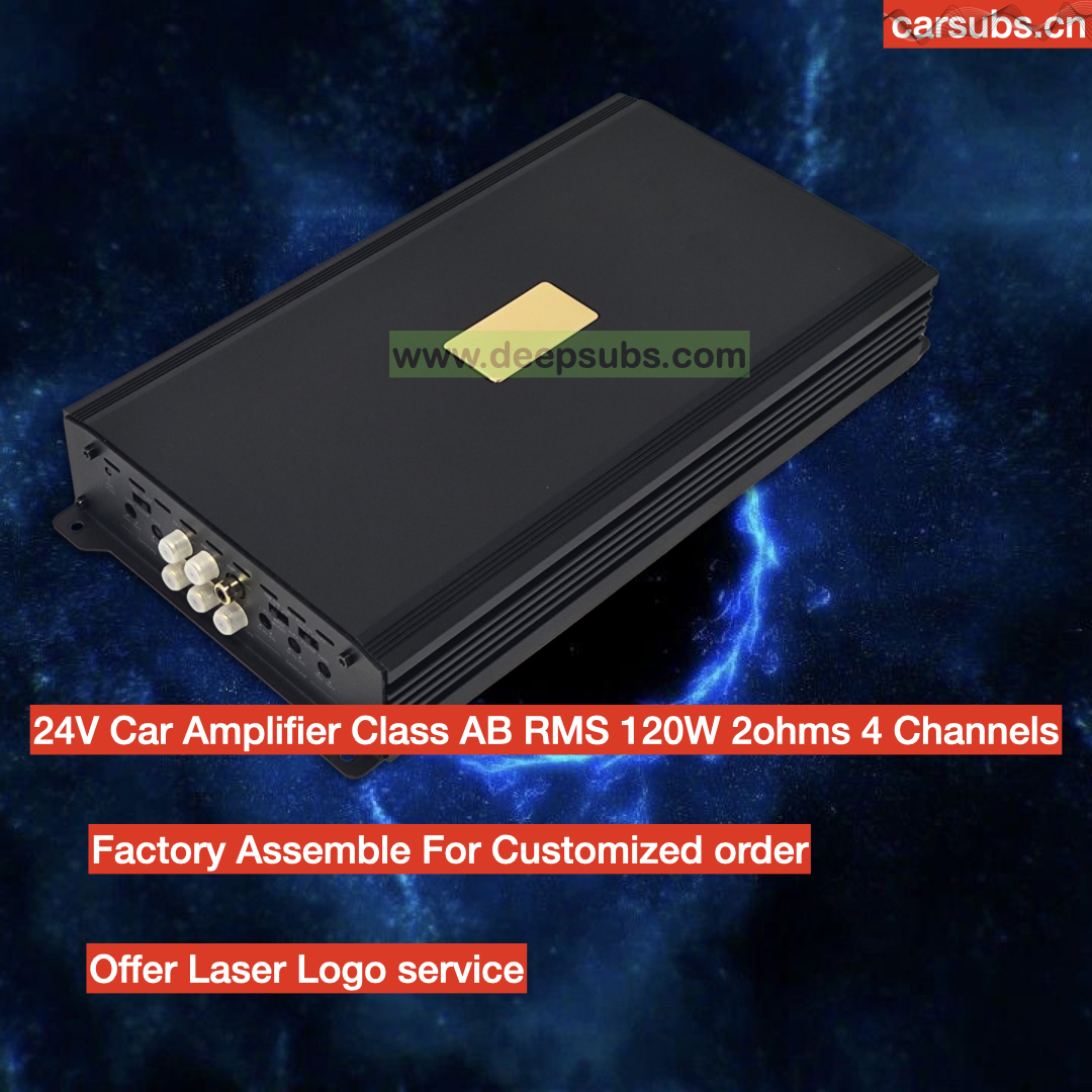 24V Sound Quality Car Amplifier Class AB RMS 80W 4 Ohms 4 Channels Car Door Speakers Amplifier Class AB