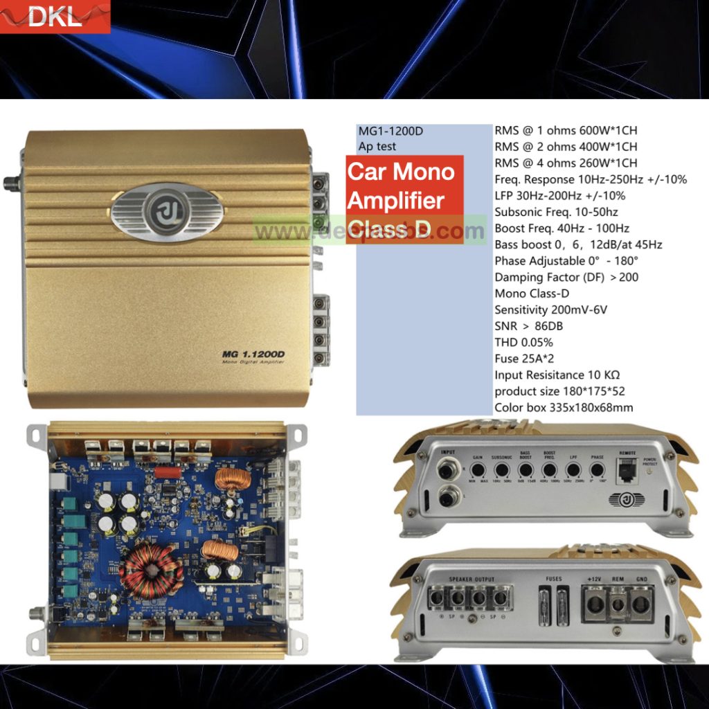 Factory OEM Car Truck Van Ported Subwoofer Box Amplifier Mono RMS 600W Bass Amp Peak 1200W Class D Car Amplifier Monoblock