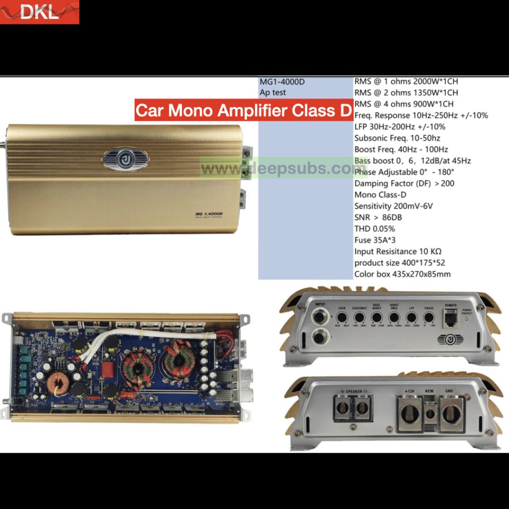 Factory OEM Car Truck Van Subwoofer Amplifier RMS 2000W Class D 1 Ohm Peak 4000W SPL Strong Bass Car Amplifier Monoblock