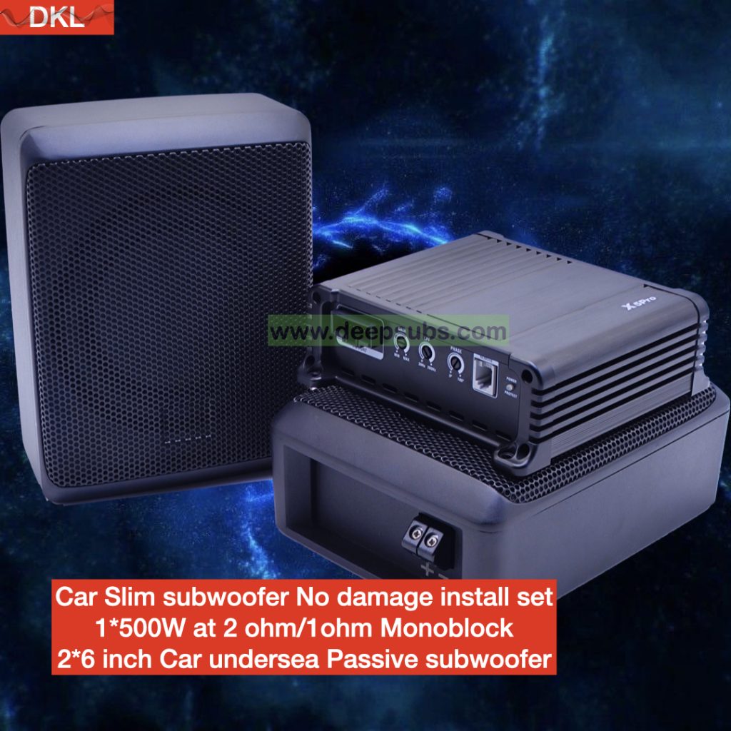 Deep Bass Energy Car Under Seat Slim Subwoofer 6 Inch with Car Android Amplifier RMS 500W Monoblock Class D