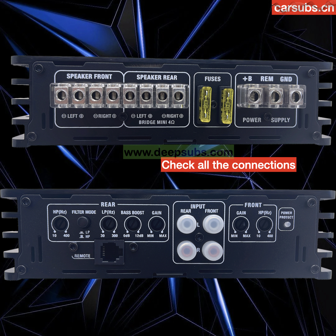 105DB Sound Quality Car Door Amplifier 3 Way Front Class AB Rear Car Subwoofer Amplifier Class D Car Amplifier 4 Channels - Image 4