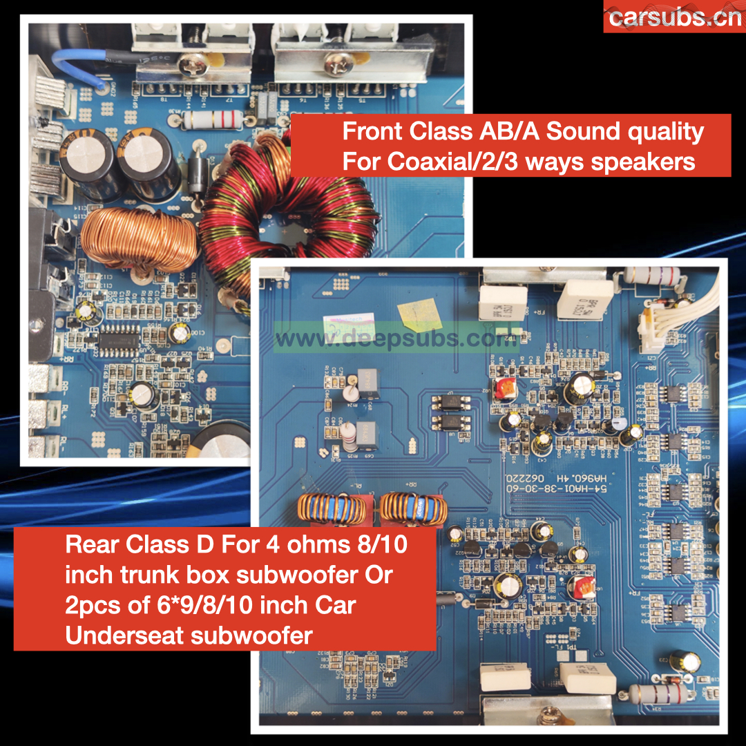 105DB Sound Quality Car Door Amplifier 3 Way Front Class AB Rear Car Subwoofer Amplifier Class D Car Amplifier 4 Channels - Image 3