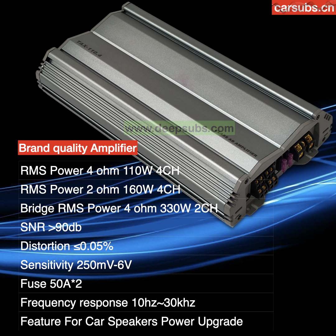 Auto Electronics Car Amplifiers Car Stereo Amplifier Fullrange RMS 110W 4CH 3 Way Tweeter Bass Speakers 2 Way Components Peak 4400W Class AB Car Amplifier - Image 2