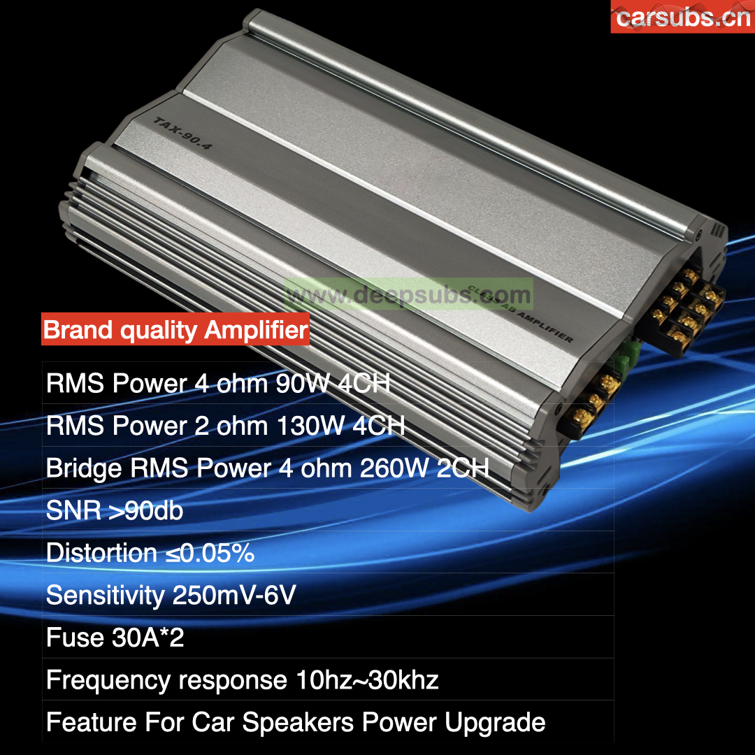 Car Stereo Amplifier RMS 90W 4CH 3 Way Tweeter Bass Speakers 2 Way Peak 3600W Fullrange Amplifier Class AB Car Amplifier - Image 2