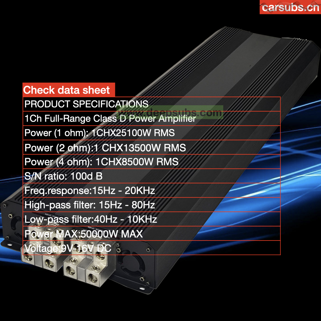 25K Brazilian Style 1 Ohm Car Subwoofer Amplifier 1CH 25000W Monoblock Peak 40000W Full Range Strong Bass Car Amplifier Class D - Image 5