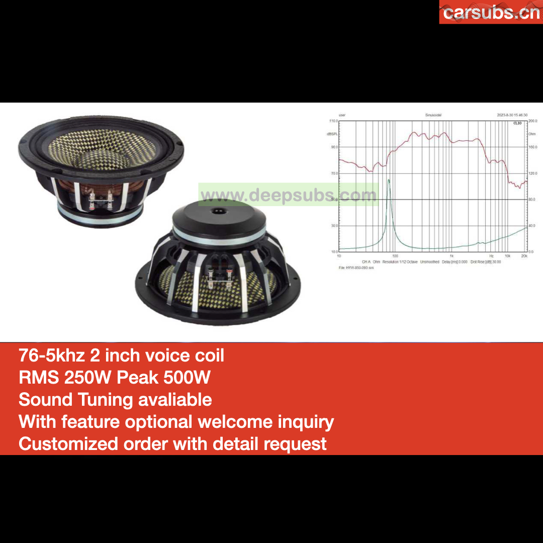 Sound Quality Car Subwoofer Neodymium Speaker 8 Inch RMS 250W Peak 500W Midrange Bass 8" Car Speaker - Image 3