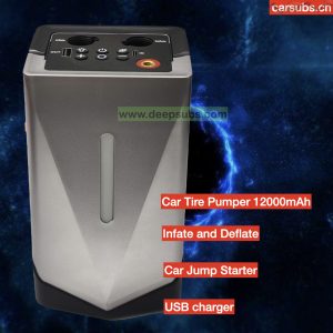 12000mAh All in One Car Battery Jump Starter USB Charger Car Emergance Tool Car Tire Air Pump Infate Defate Machine 4 in 1