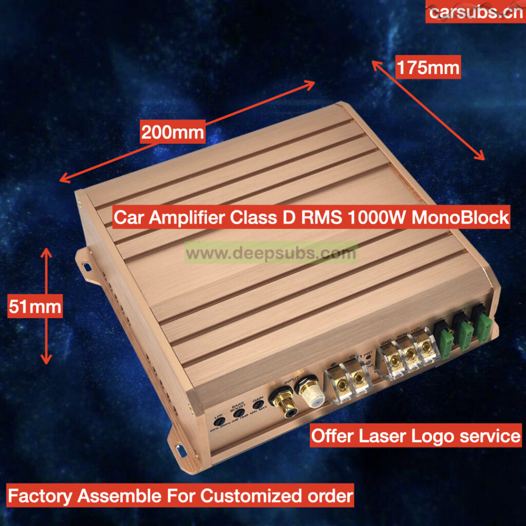 Car Subwoofer Amplifier RMS 1000W 1 Ohm Strong Bass Subs Amplifier Peak 2000W Class D Car Amplifier Monoblock