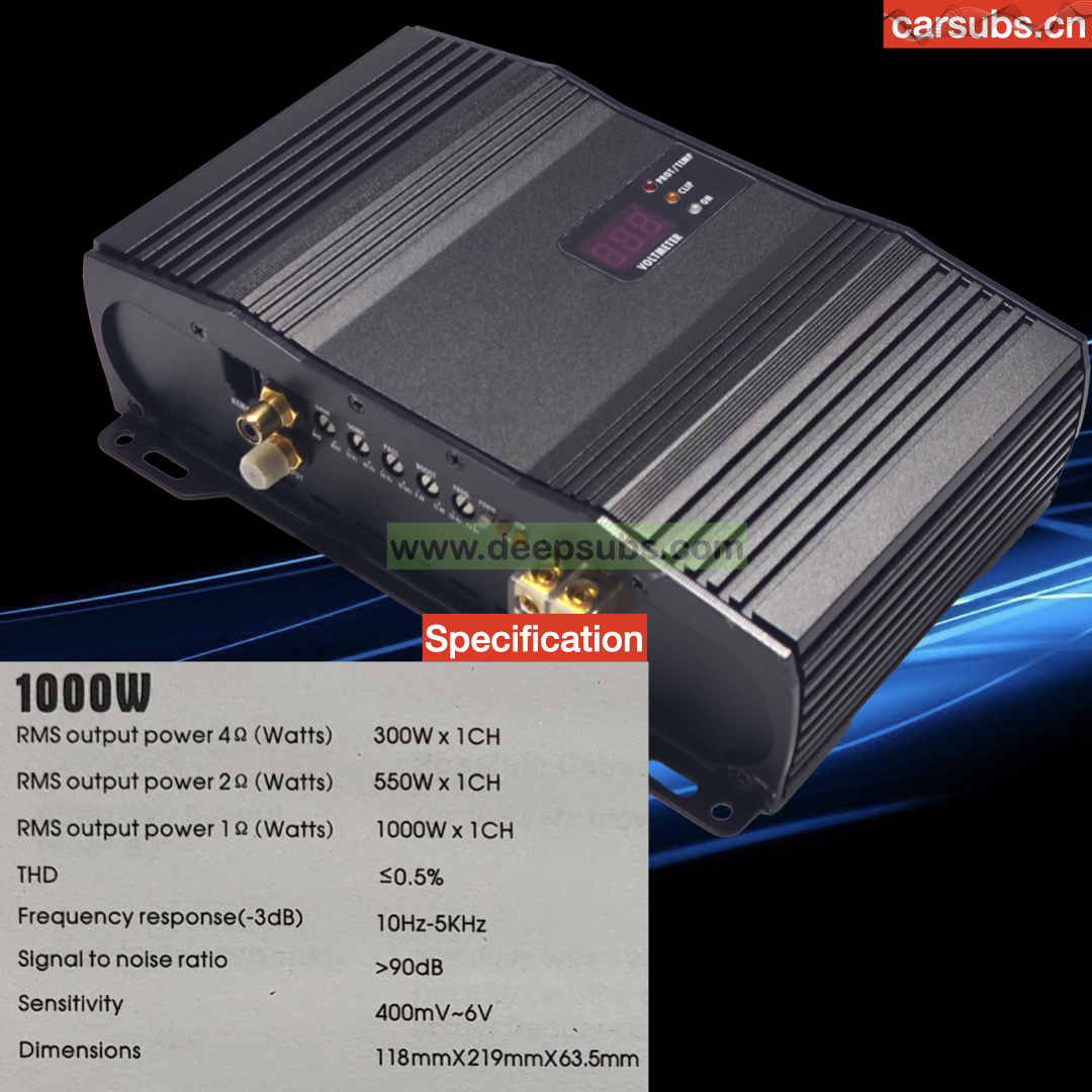 Brazilian 1 Ohm Car Subwoofer Amplifier Class D Midrange Bass RMS 1000W Peak 2000W SPL Strong Bass Monoblock Car Amplifier - Image 2