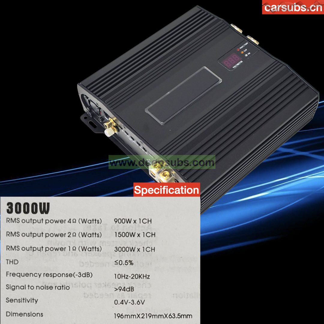 Brazilian 1 Ohm Car Subwoofer Amplifier Class D Full Range RMS 3000W Peak 6000W SPL Strong Bass Monoblock Car Amplifier - Image 2