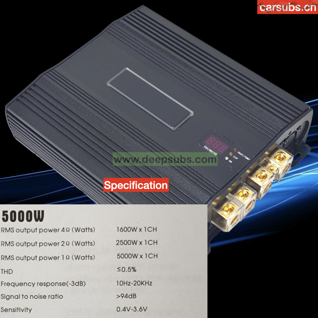 RMS 5000W Brazilian 1 Ohm Car Subwoofer Amplifier Class D Full Range Peak 10000W SPL Strong Bass Monoblock Car Amplifier - Image 2